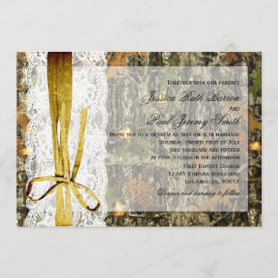 Rustic Twine and Lace Camo Wedding Invitations