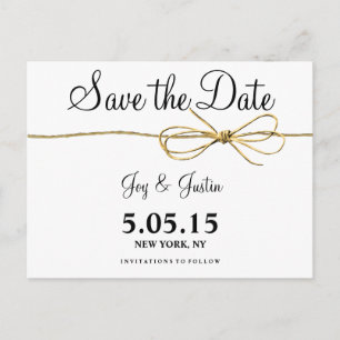 Rustic Twine Bow Save the Date Postcards
