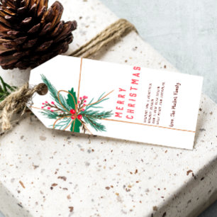 Rustic twine mistletoe Christmas illustration Gift Tags
