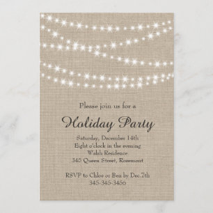 Rustic Twinkle Lights Holiday Party Invitation