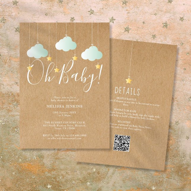 Rustic Twinkle Star Oh Baby All In One Baby Shower Invitation (Rustic Twinkle Star Oh Baby All In One Baby Shower Invitation)