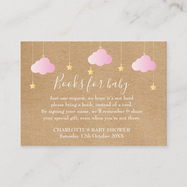 Rustic Twinkle Twinkle Book Request Baby Shower Enclosure Card (Front)