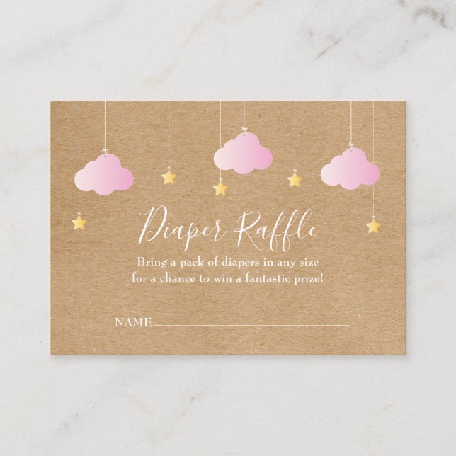 Rustic Twinkle Twinkle Diaper Raffle Baby Shower Enclosure Card (Front)