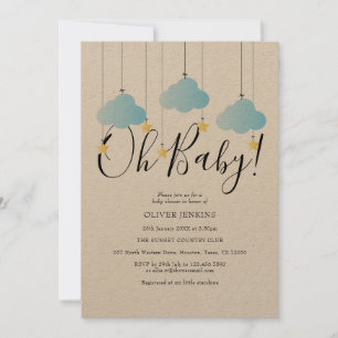 Rustic Twinkle Twinkle Oh Baby Baby Shower Invitation