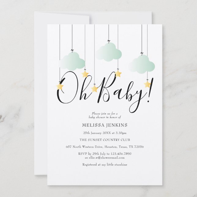 Rustic Twinkle Twinkle Oh Baby Baby Shower Invitation (Front)