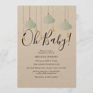 Rustic Twinkle Twinkle Oh Baby Baby Shower Invitation