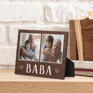 Rustic Two Photo Baba Grandpa Plaque