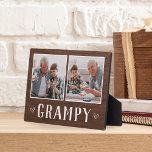 Rustic Two Photo Grampy Grandpa Plaque<br><div class="desc">Charming wood sign for Father's Day,  birthdays,  or Grandparents Day features two photos side by side on a rustic background with "Grampy" beneath.</div>