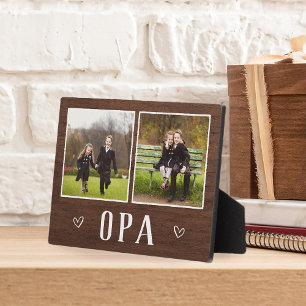 Rustic Two Photo Opa Grandpa Plaque