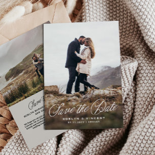 Rustic two photo simple stylish wedding save the date