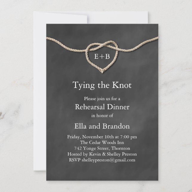 Rustic Tying the Knot Rehearsal Dinner Invitation (Front)