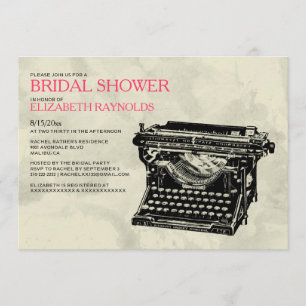 Rustic Typewriter Keys Bridal Shower Invitations