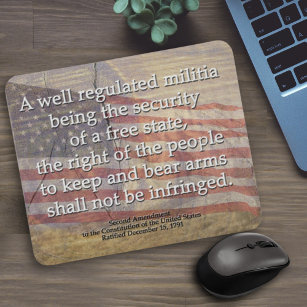 Rustic Typography 2nd Amendment American Flag Mouse Mat