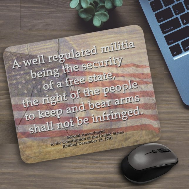 Rustic Typography 2nd Amendment American Flag Mouse Mat (Creator Uploaded)