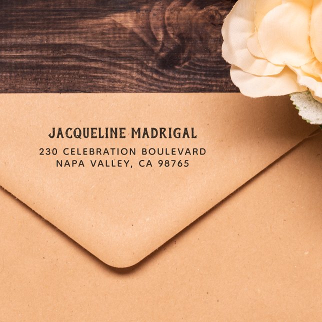 Rustic Typography Address Self-inking Stamp (Rubber Stamp Mock-up)