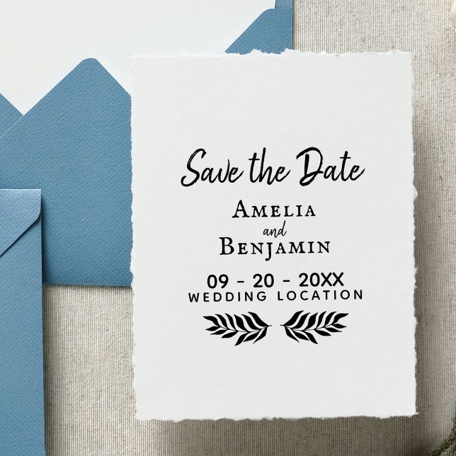 Rustic Typography Custom Wedding Save the Date Rubber Stamp (Creator Uploaded)
