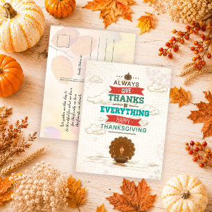 Rustic Typography Vintage Turkey Thanksgiving Postcard