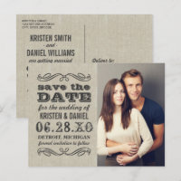 Rustic Typography Wedding Photo Save the Date