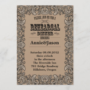 rustic typography western country wedding invitation