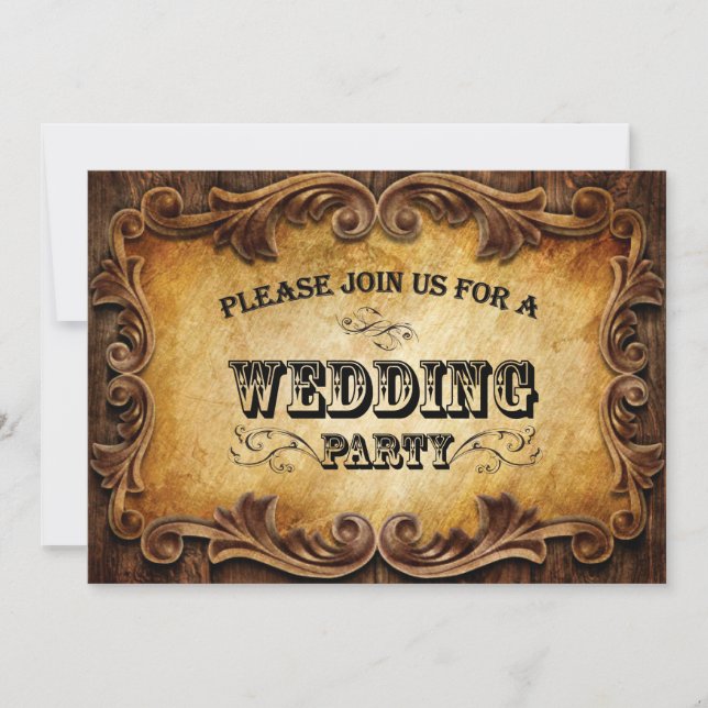 rustic typography western country wedding invitation (Front)
