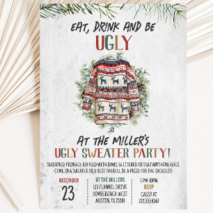 Rustic Ugly Sweater Christmas Party Invitation