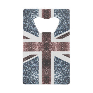 Rustic UK flag red blue sparkles glitters