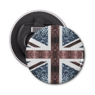Rustic UK flag red blue sparkles glitters Bottle Opener