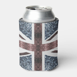 Rustic UK flag red blue sparkles glitters Can Cooler