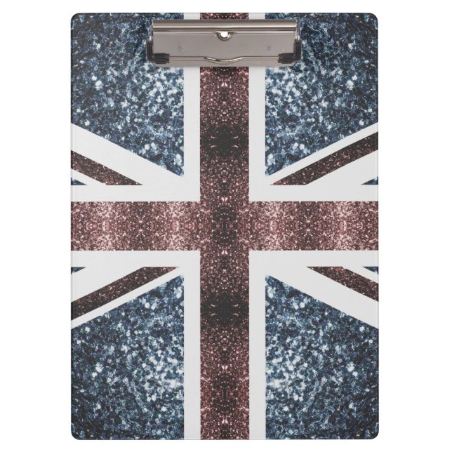 Rustic UK flag red blue sparkles glitters Clipboard (Front)
