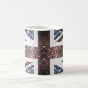 Rustic UK flag red blue sparkles glitters Coffee Mug