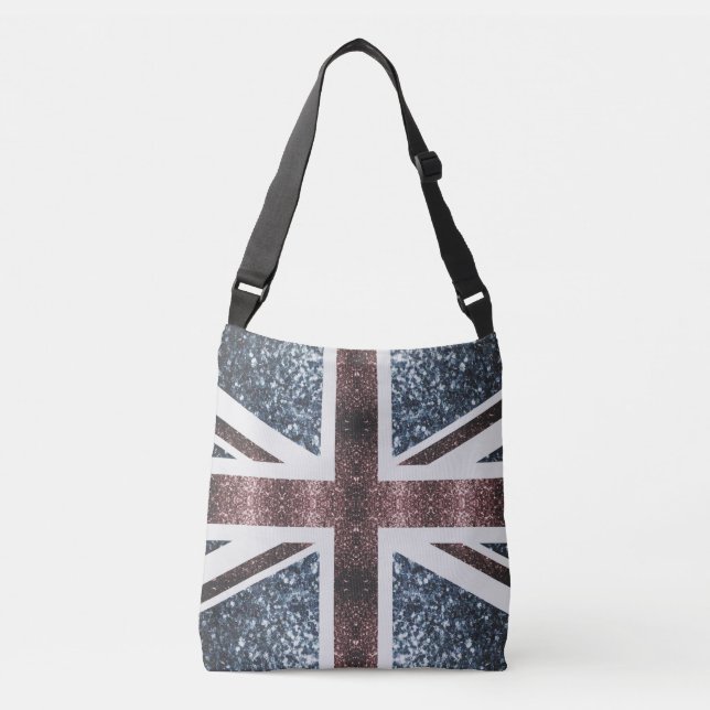 Rustic UK flag red blue sparkles glitters Crossbody Bag (Front)