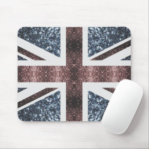 Rustic UK flag red blue sparkles glitters Mouse Mat