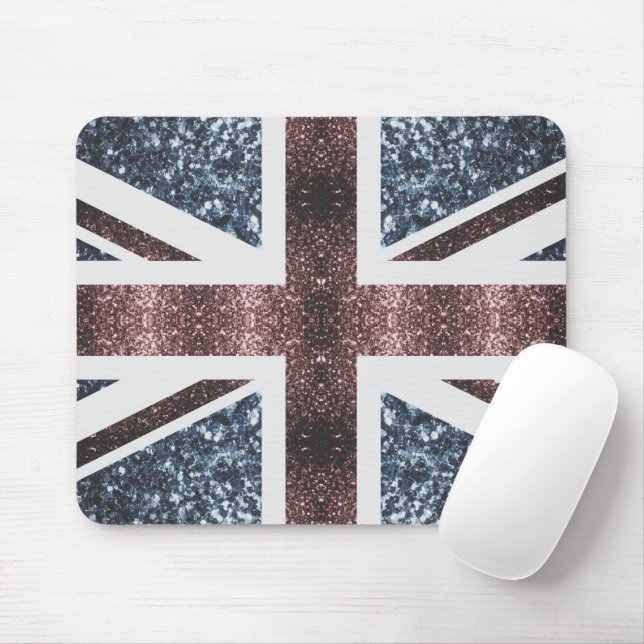 Rustic UK flag red blue sparkles glitters Mouse Mat (With Mouse)