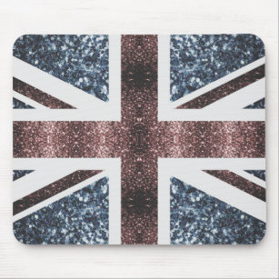 Rustic UK flag red blue sparkles glitters Mouse Mat
