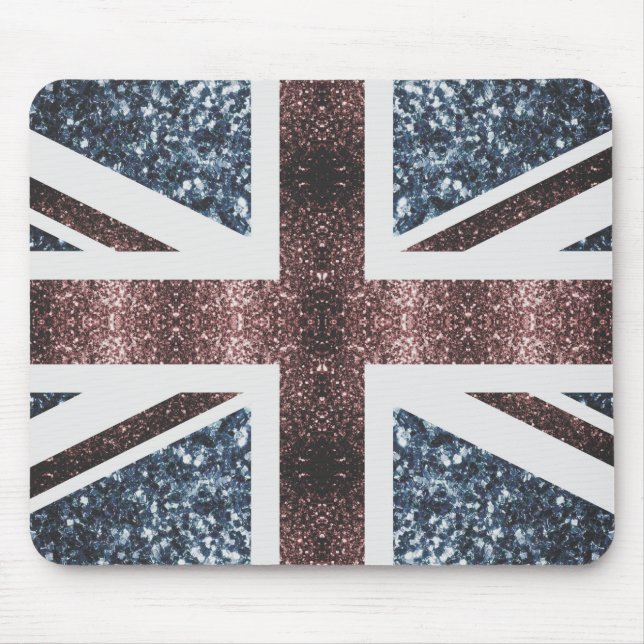 Rustic UK flag red blue sparkles glitters Mouse Mat (Front)