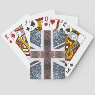 Rustic UK flag red blue sparkles glitters Playing Cards