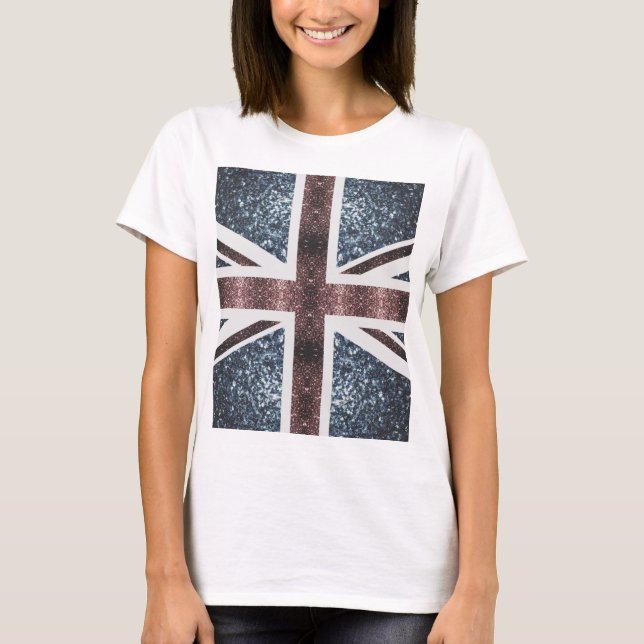 Rustic UK flag red blue sparkles glitters T-Shirt (Front)