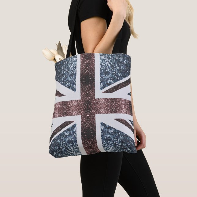 Rustic UK flag red blue sparkles glitters Tote Bag (Close Up)