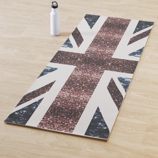 Rustic UK flag red blue sparkles glitters Yoga Mat (In Situ)