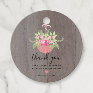 Rustic Umbrella   Roses Bridal Shower Favour Tags