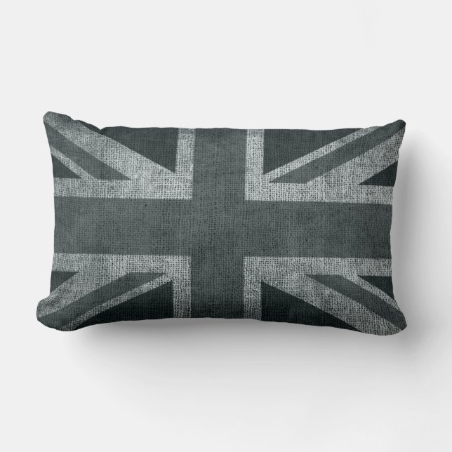 Rustic Union Jack in Greys Lumbar Cushion (Front)