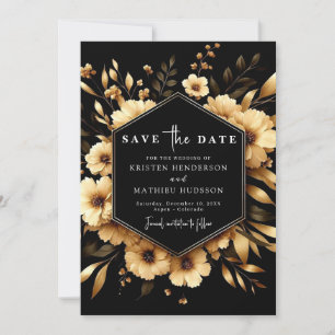 Rustic Unique Gold and Black Wedding Save The Date