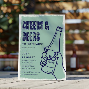 Rustic Urban Doodle Cheers & Beers Adult Birthday Invitation