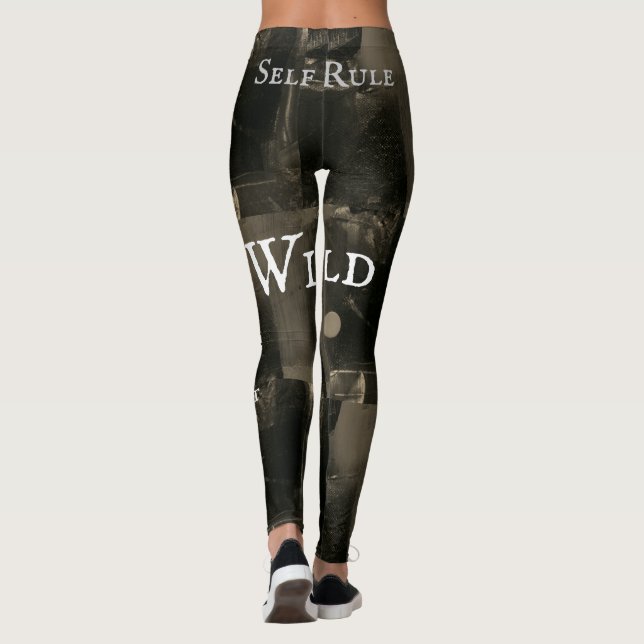 Rustic Urban Wild Black Grey Fashion  Leggings (Back)