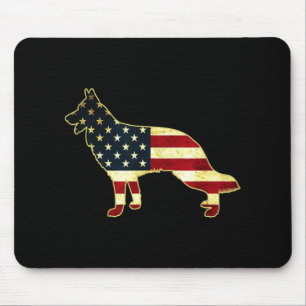 Rustic Us Flag German Shepherd Mouse Mat