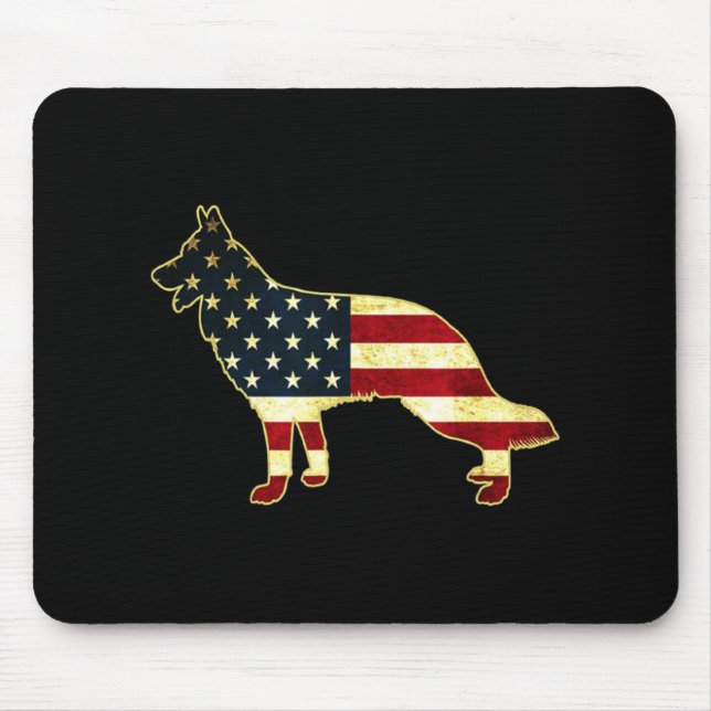 Rustic Us Flag German Shepherd Mouse Mat (Front)