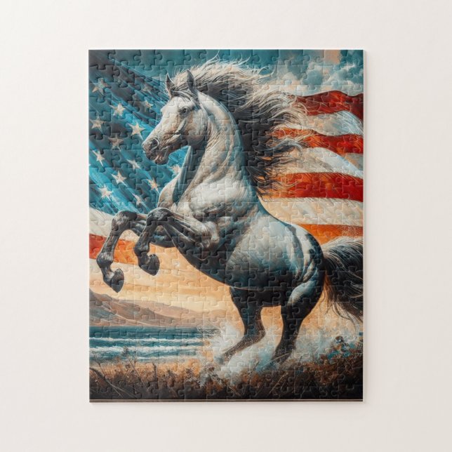 Rustic, USA white stallion  Jigsaw Puzzle (Vertical)