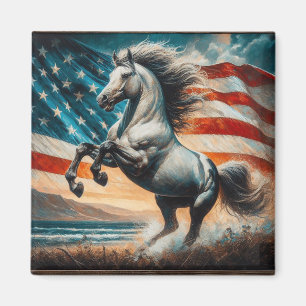 Rustic, USA white stallion Magnet