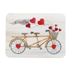 Rustic Valentine Bicycle Built For Two Magnet