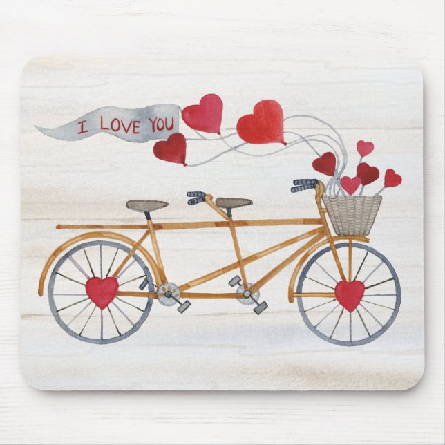 Rustic Valentine Bicycle Built For Two Mouse Mat (Front)